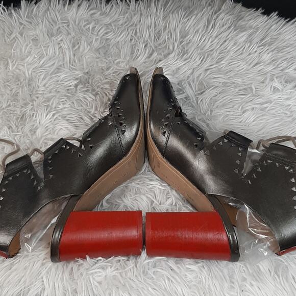 LUCKY BRAND TAFIA LACE UP LASER CUT-OUT STACKED HEELS CUSTOMIZED SIZE 8.5 - Picture 5 of 12